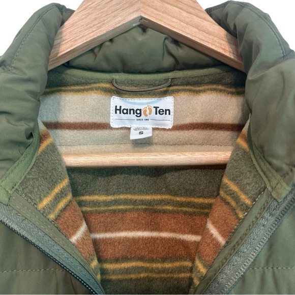 Hang Ten Men's Small Quilted Green Puffer Pocket Sleeveless Zipper Winter Vest - Picture 2 of 4